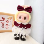 17cm Labubu I & II K-Pop Style Doll Dress Accessories—Burgundy & White Gear
