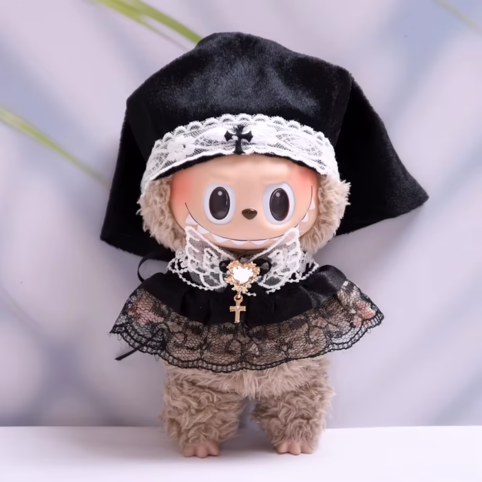 Gift Idea for DIY Clothing Decoration Lovers: 15–17cm Labubu Doll Nun Set, 15–17cm V1 V2 V3 Doll Nun Uniform with Shawl and Headscarf, 2 Pieces - Image 4