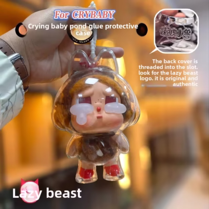 Magical and practical, the vinyl facehugger cradles your Cryptoby Labubu—styling, safety, and love in one motion—while the dolls themselves are backstage waiting for their jaunty cover.