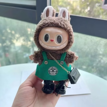 Labubu, 17 cm Doll's Outfit Accessories for the Monsters’ Outfit, Green Coffee Dress and Shoes