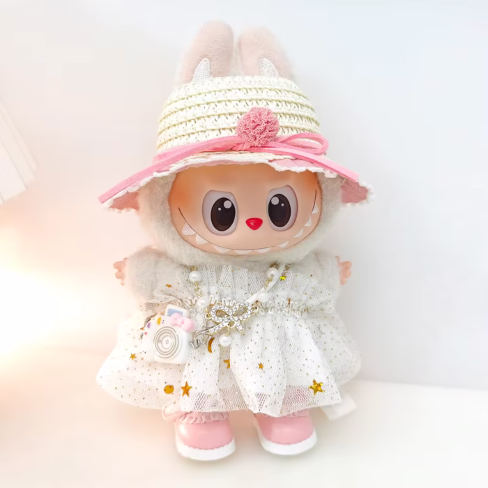 Mini Plush Doll Princess Outfit: Starry Skirt, Necklace, Cute Hat & 3-Pack For 15–17 cm - Image 4