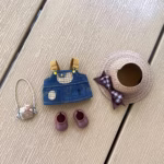 DIY Clothes Accessories: Too-Cute 17cm Labubu Plush Doll Skirt Set Present: a denim skirt and shoulder straps a hat-style skirt made of straw - Image 3