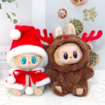 Switch it up with this 17cm Soft Mini Adorable Accessory Santa and Reindeer Sweater + Hat combo available for Labubu Idol dolls (V1 and V2—holiday eligibility strut!)
