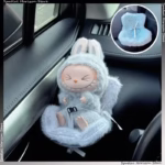 Keep that star vibe rolling in the real world with the Kawaii Labubu K-pop Mini Plush Doll Safety Seat - Image 3