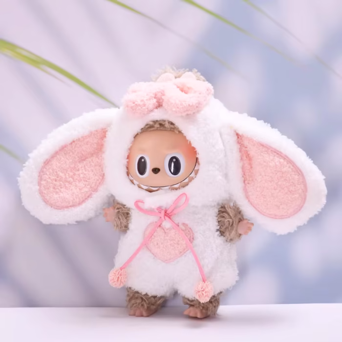 15–17 cm V1/2/3 Mini Plush Cotton Doll Adorable Lop-Eared Rabbit Head Coverings by Labubu Handmade Clothing Gifts and Decorations - Image 1