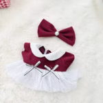17cm Labubu I & II K-Pop Style Doll Dress Accessories—Burgundy & White Gear - Image 3