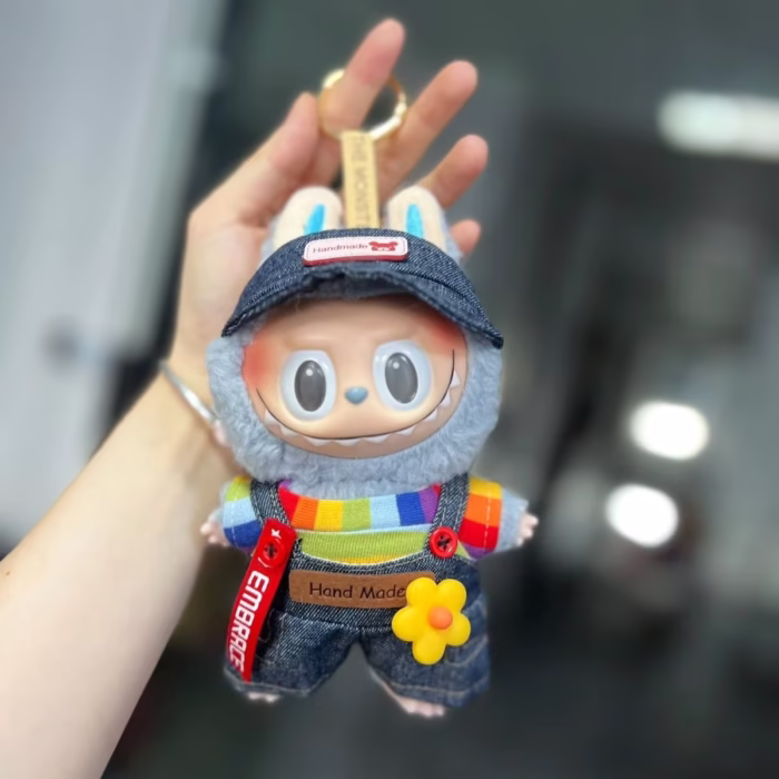 Labubu Idol Dolls Clothes 17cm Retro Overalls Adorable Bib Trousers Korea Kpop Exo Apparel Hoodie Plush Doll Clothes arrive with the runway-ready touch the mini superstar needs - Image 4