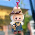 DIY Clothes Accessories: Too-Cute 17cm Labubu Plush Doll Skirt Set Present: a denim skirt and shoulder straps a hat-style skirt made of straw - Image 2