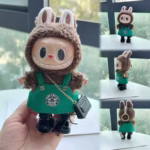 Labubu, 17 cm Doll's Outfit Accessories for the Monsters’ Outfit, Green Coffee Dress and Shoes - Image 3