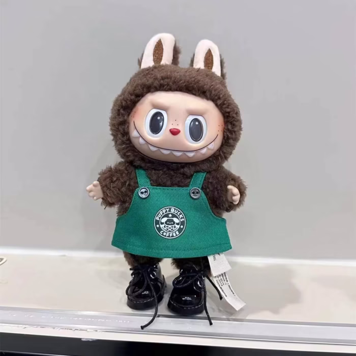 Labubu, 17 cm Doll's Outfit Accessories for the Monsters’ Outfit, Green Coffee Dress and Shoes - Image 4