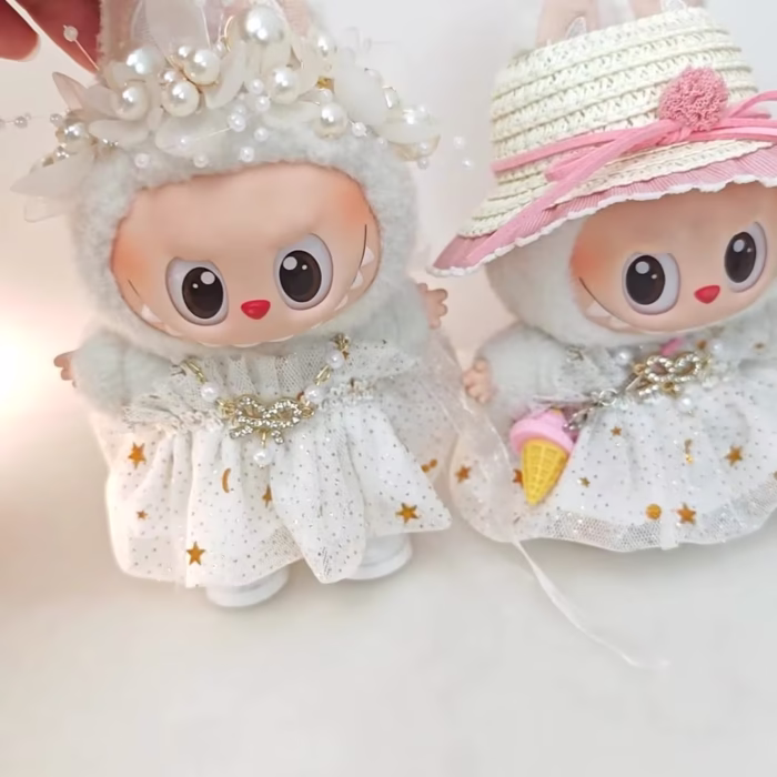 Mini Plush Doll Princess Outfit: Starry Skirt, Necklace, Cute Hat & 3-Pack For 15–17 cm - Image 2