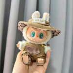 Adorable Mini Plush Doll’s Outfit – Bib Pants Costume for a Christmas Sitting Party: Labubu II Doll’s Jumpsuit - Image 2