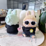 Doll Outfit For 17cm Labubu, Ensemble with Shades, Black tee, Denim and playful kids’ craft-love with the Monsters - Image 4